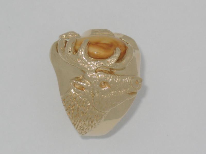14K Yellow Gold Elk Tooth Ring