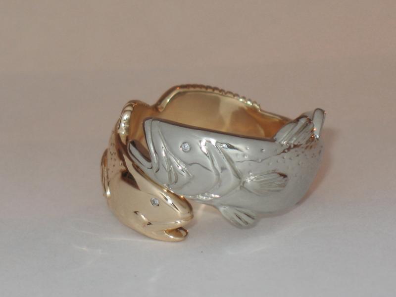 14K Gold-White Gold Redfish Ring