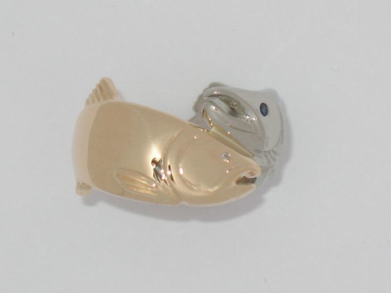 14K Gold-White Gold Female Sockeye Salmon